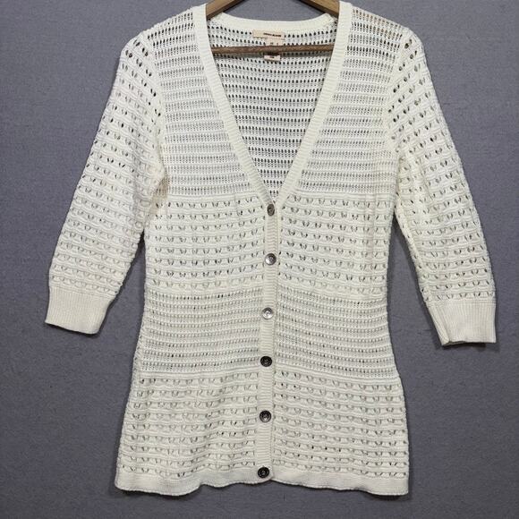Vintage DKNY 90s Fairy Cottagecore Light Knit Crochet Cardigan Sweater Small - Picture 1 of 6
